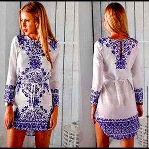 Xenia Princess Blue & White Dress